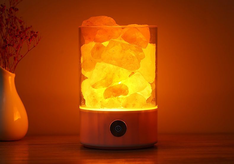Crystal Salt Lamp Glowing Air Purifier Bedroom Sleep Aid Relax Night Light
