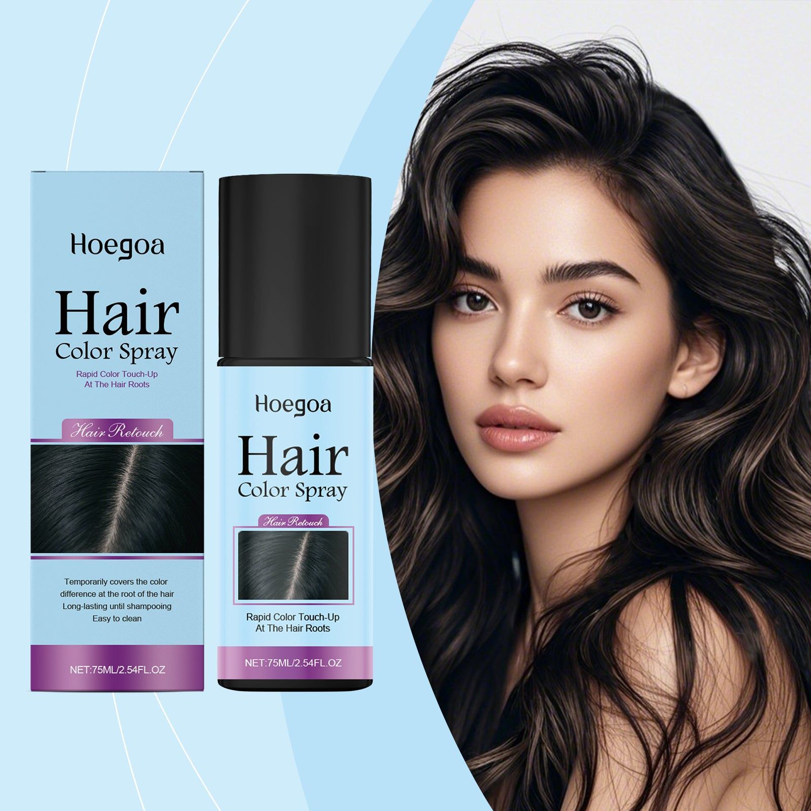 Complementary Color Spray Light Brown, Long-Lasting Root Cover, Easy & Natural ,75ml
