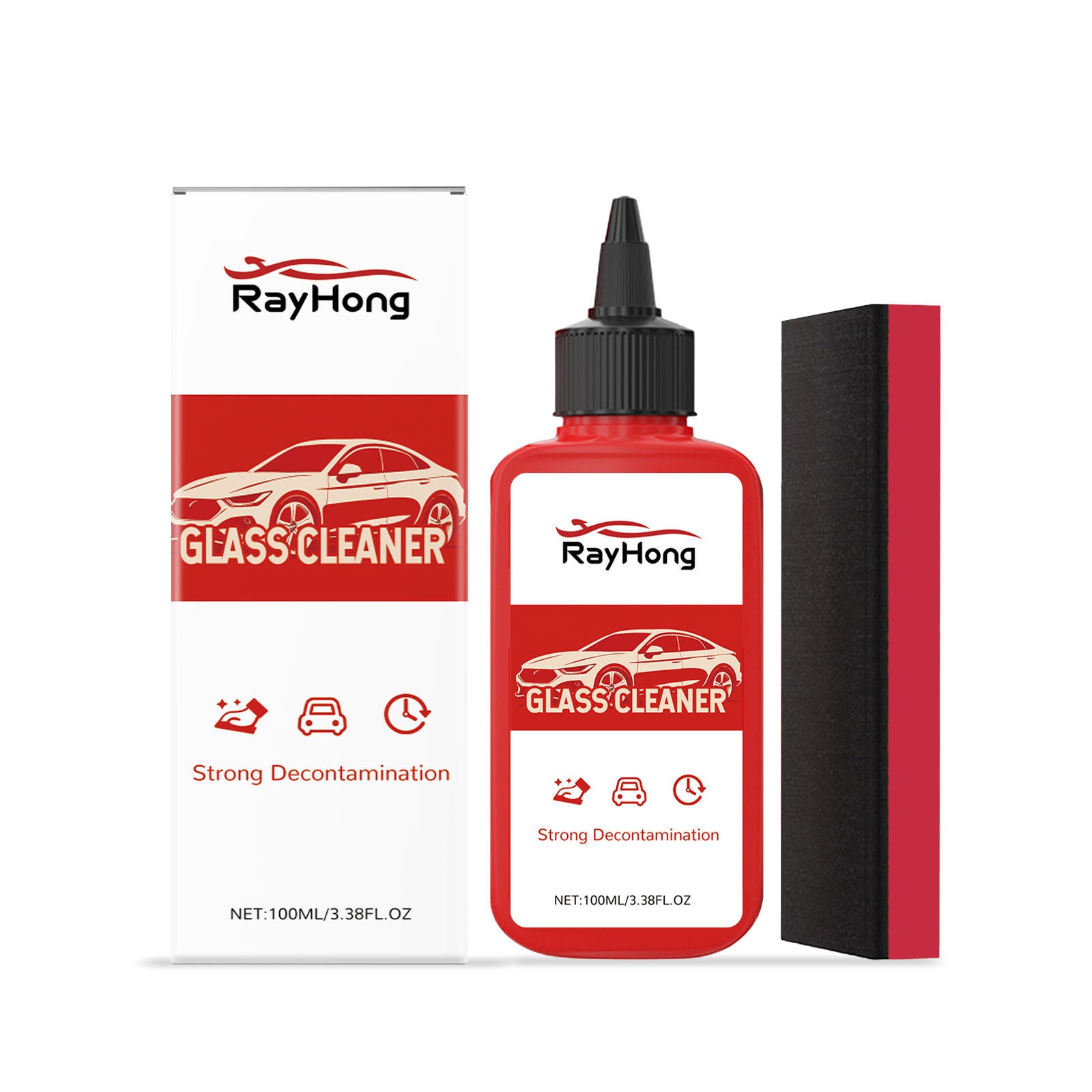 Car Cleaning Glass Oil Film Remover, Waterproof Windshield Cleaner, Deep Stain Removal ,1 set