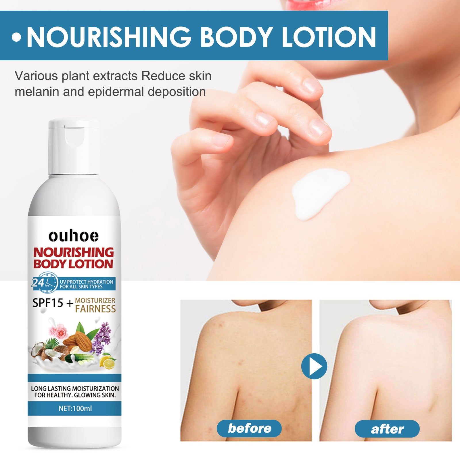 Brightening Body Lotion for Moisturizing and Lightening Skin Tone, Hydrating, Whitening, Smooth Skin ,100ml