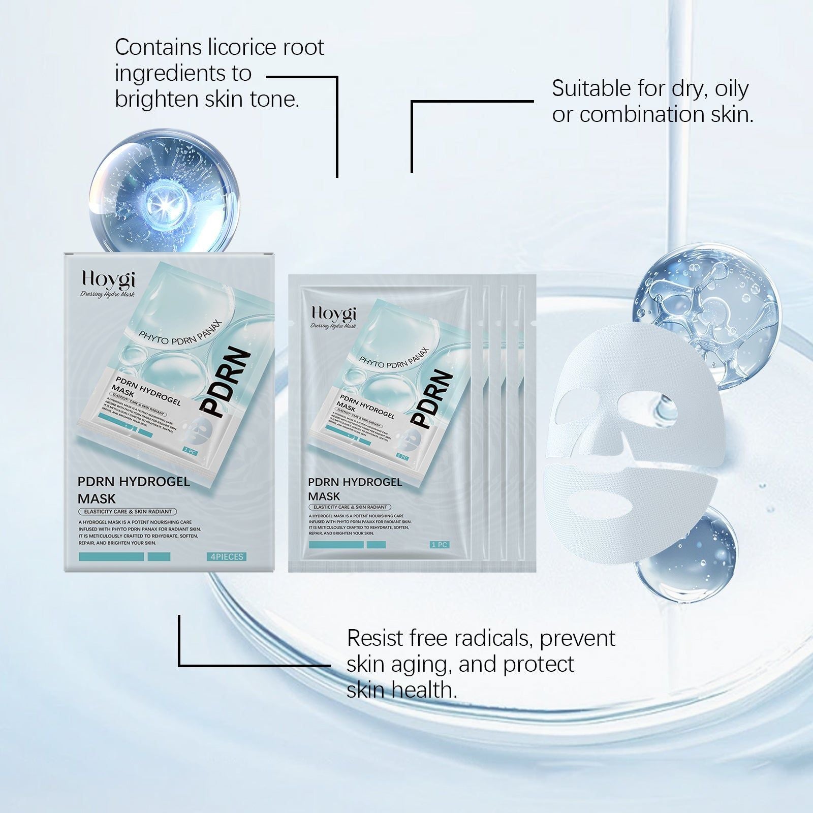 Deep Hydrating Moisturizing Face Mask, Brightening, Nourishing, Anti-Aging, Skin Elasticity ,4pcs