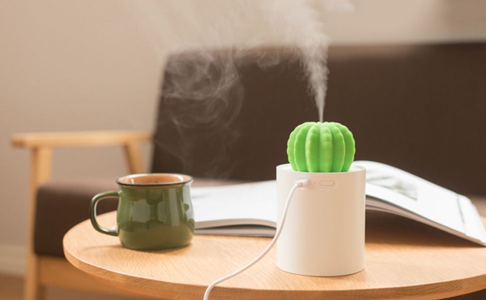 Mini Cactus Air Humidifier USB Portable Cool Mist Air Diffuser For Desk