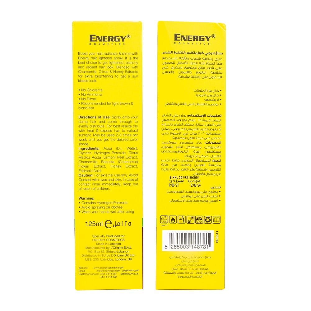 Energy Cosmetics Energy Sunshiny Hair Lightener Spray, 125ml