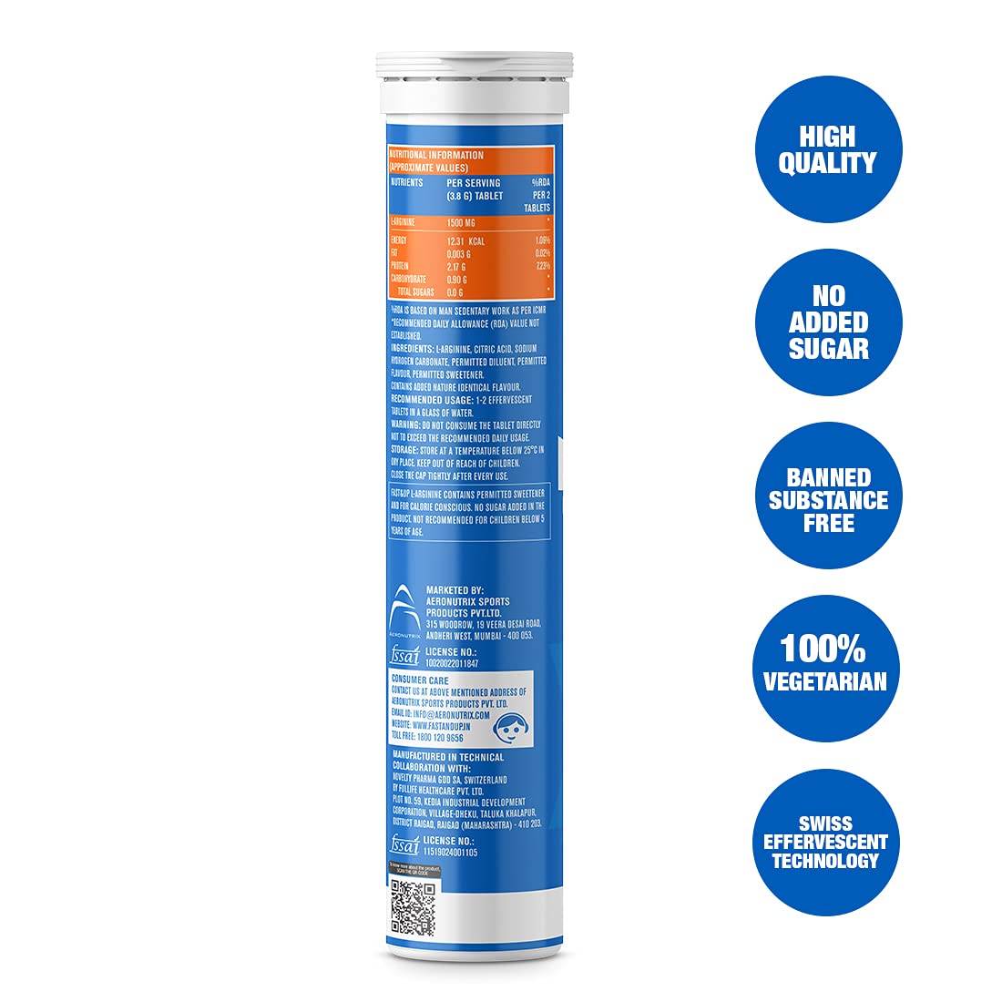 Fast & Up L-arginine - Boosts Stamina & Nitric Oxide - Orange