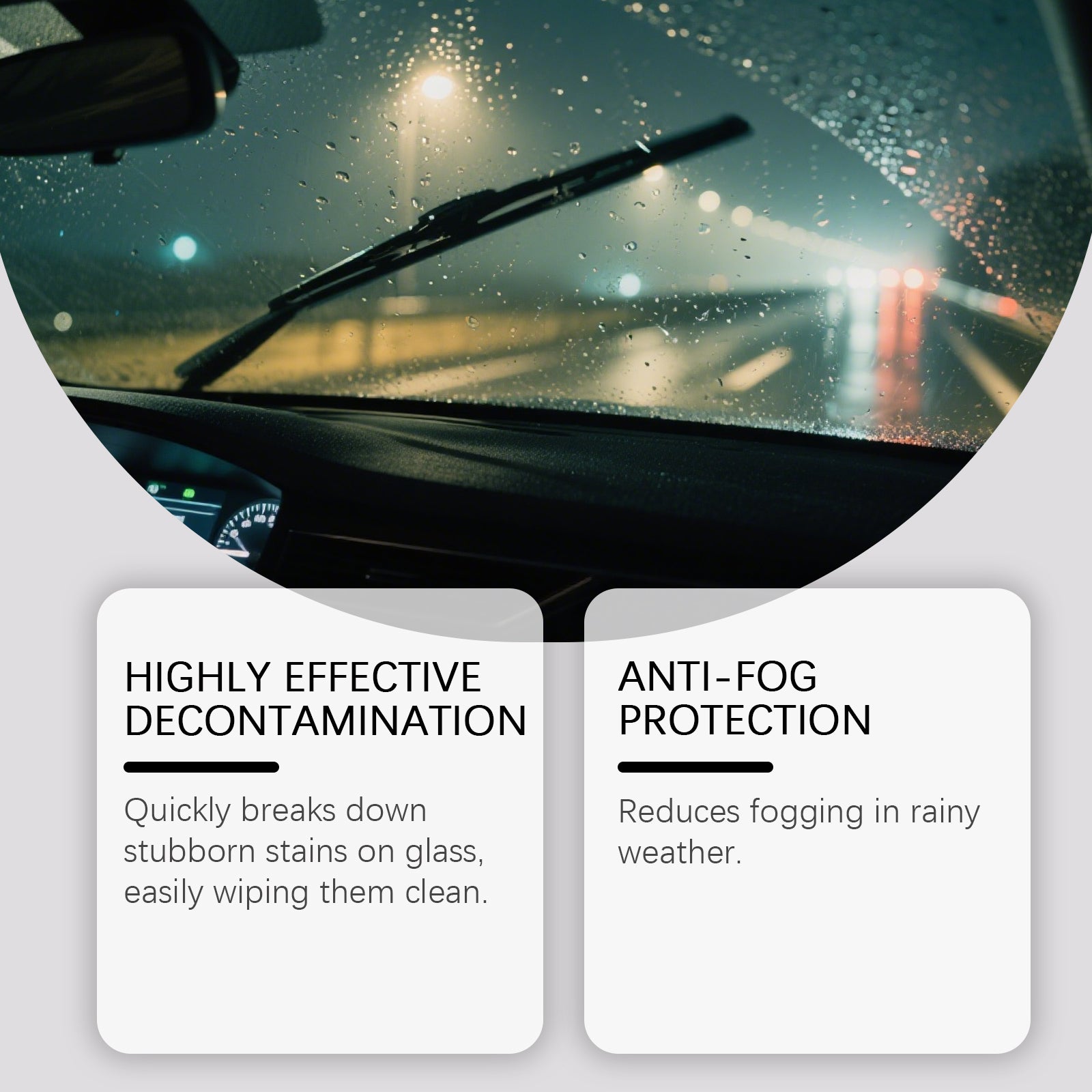 Car Glass Cleaner, Fog-Free, Dirt & Oil Removal, Fast Car Cleaning Solution ,100ml