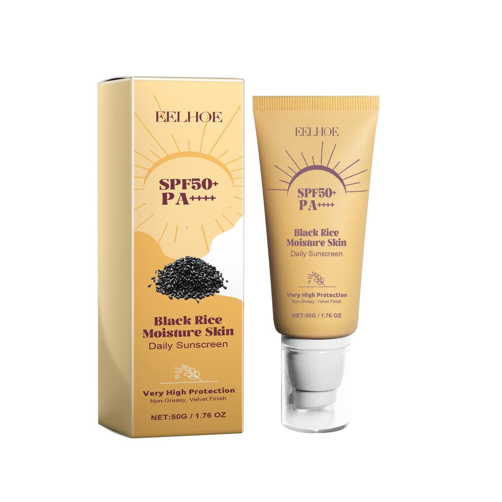 Black Rice Sunscreen, Hydrating Moisturizer, UV Protection, Brightening, Daily Skin Care ,50g