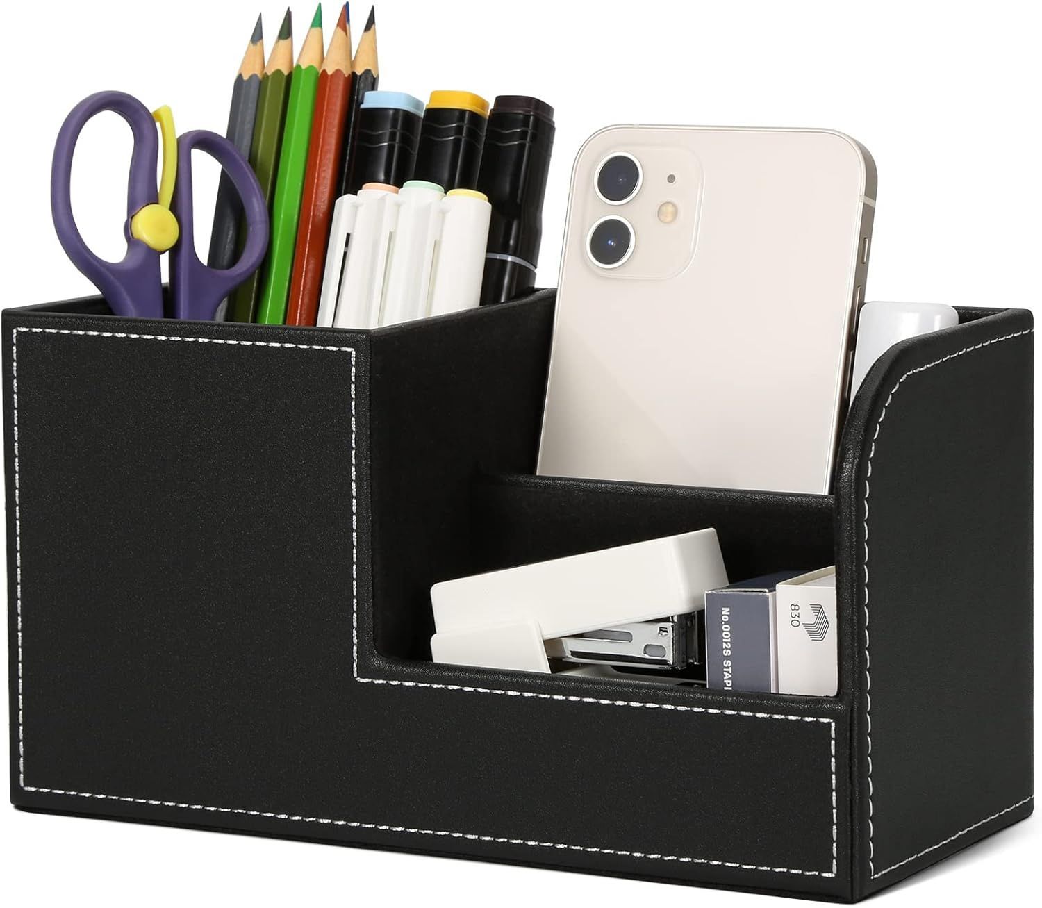 Desk Organizerp PU Leather Table Organizer Pen Holder Pen Box Office Supplies