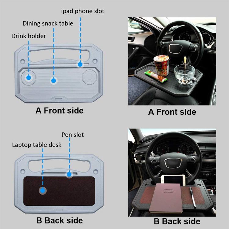 Car Steering Wheel Desk Multi-Function Storage Table Tray Food Drink Stand Holder Laptop Desk