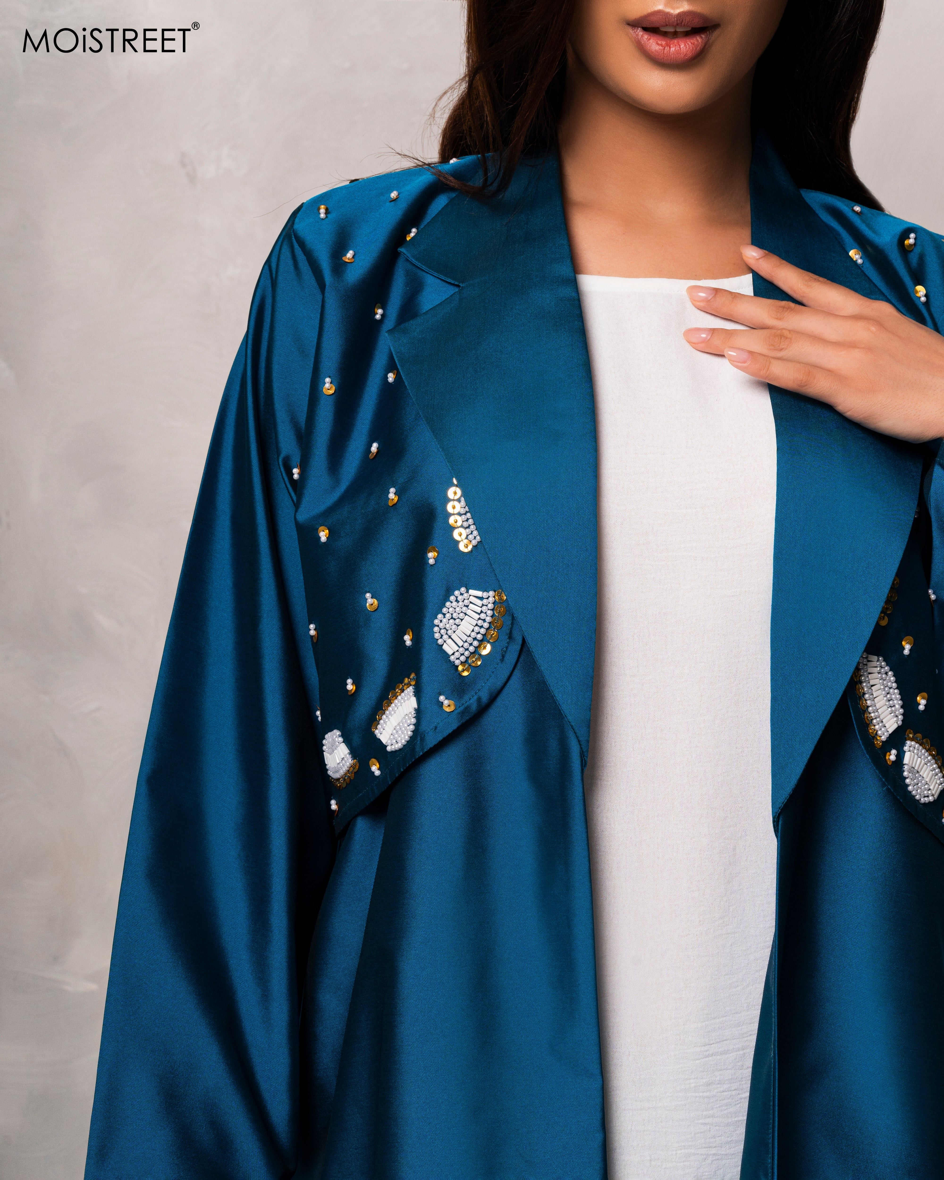 MOiSTREET Handmade Victoria Satin Tiffany Abaya