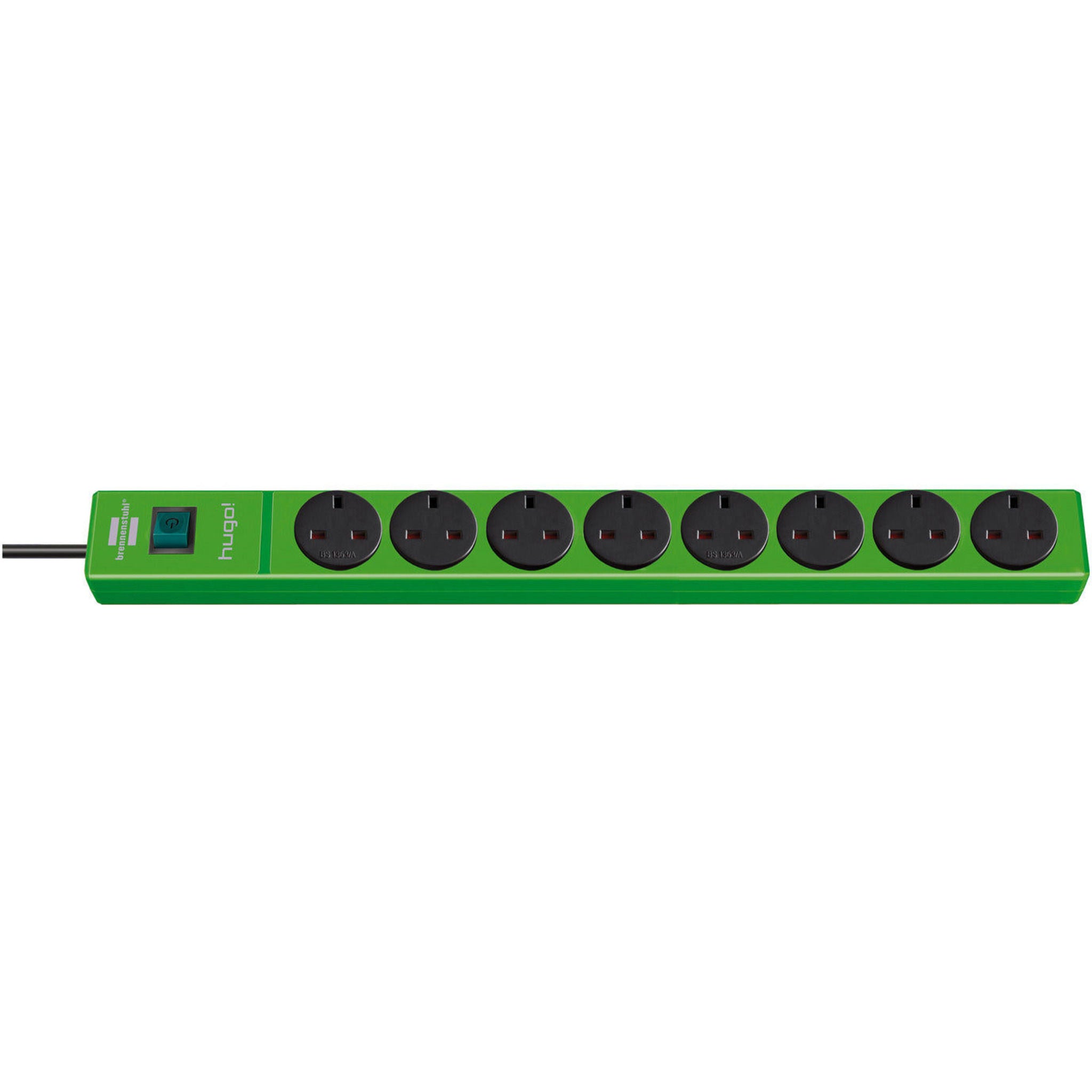 BRENNENSTUHL 1150613198 8-way extension lead (3m cable and switch, casing made of break-proof polycarbonate) colour: green
