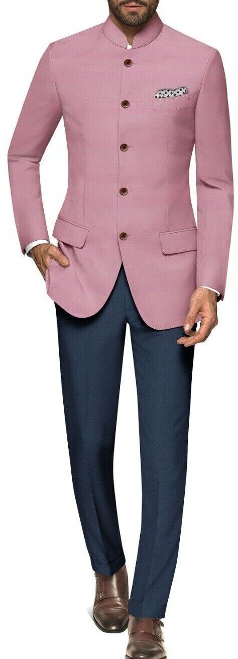 Indian Pakistani Jodhpuri Suit Wedding Partywear Pink Coat pant Suit for Men
