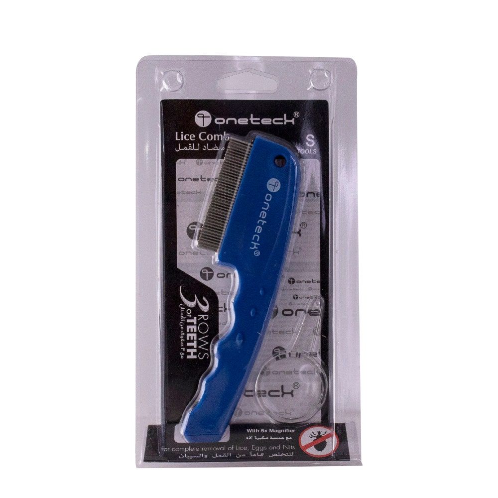Onetech 3 Row Teeth Anti-Lice Comb, Blue
