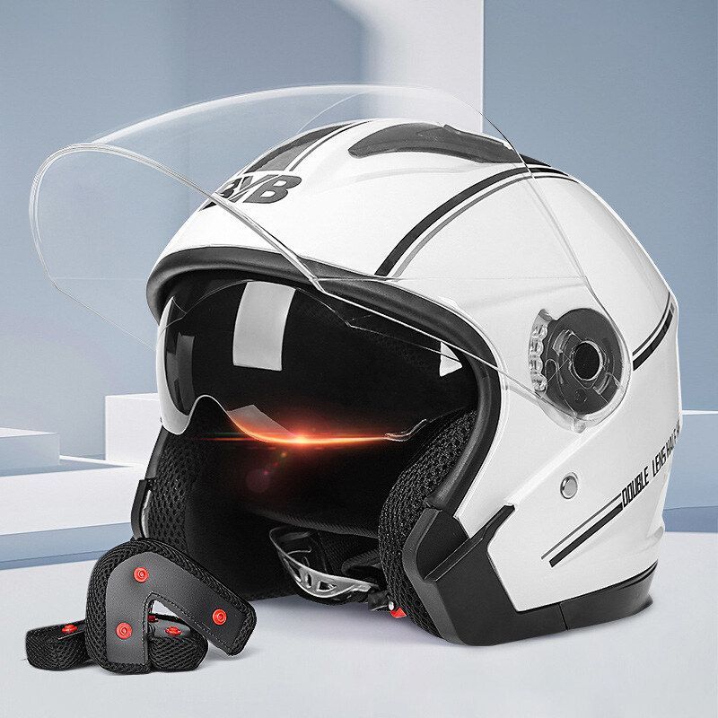 Motorcycle Helmet Dual Lens Safety Helmet Open Face Cycling Helmet