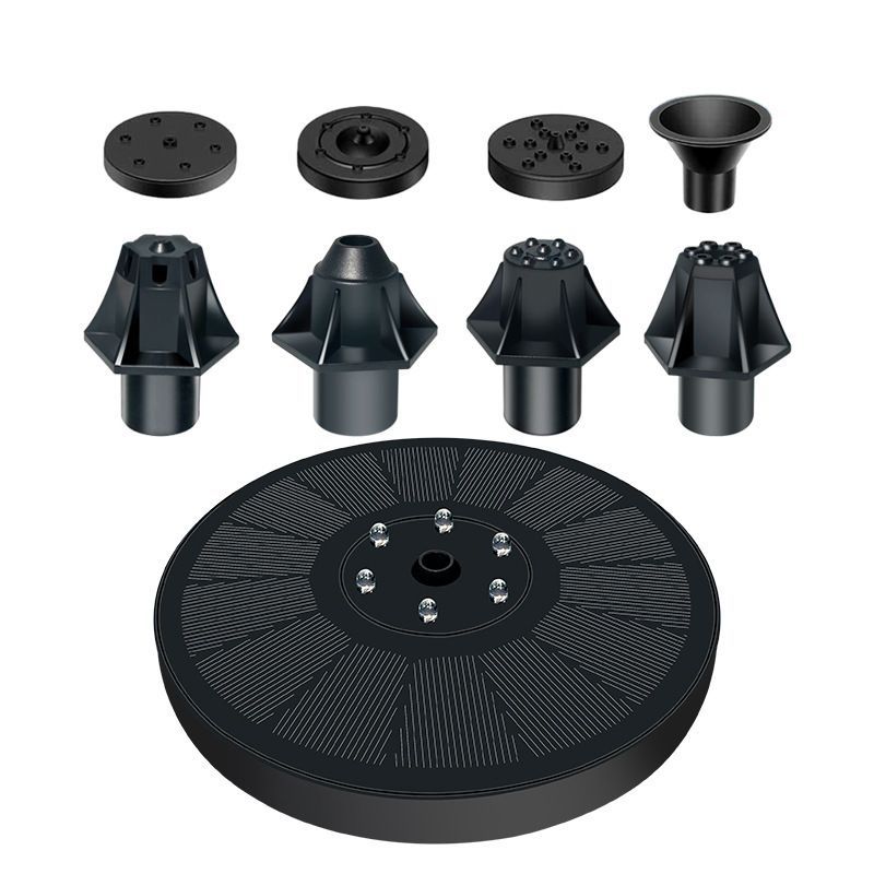 3W 6 Color Solar Fountain Pump With 8 Replacement Nozzles For Landscape