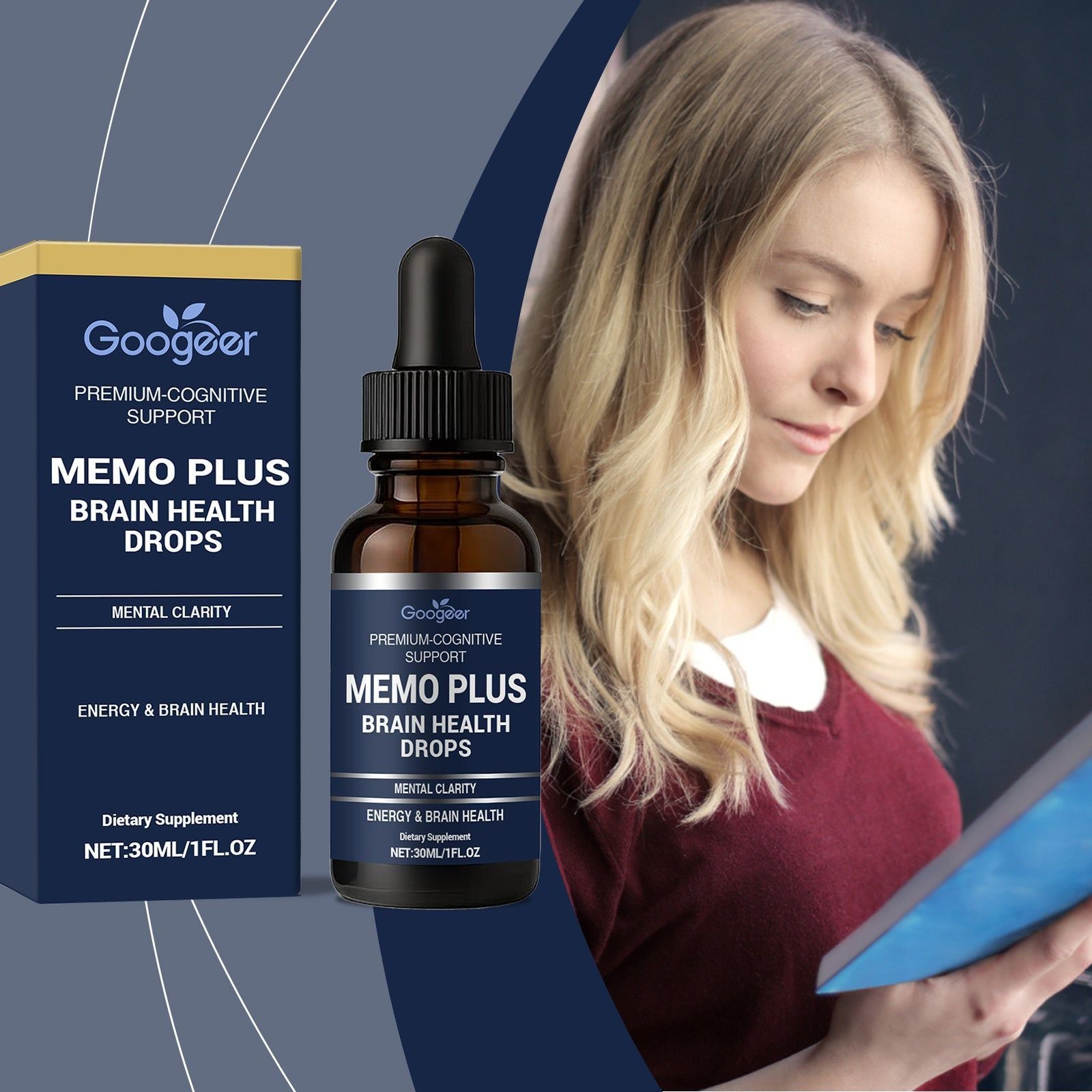 Boost Brain Power with Ginseng Ginkgo Drops, Enhance Focus, Relieve Fatigue ,30ml
