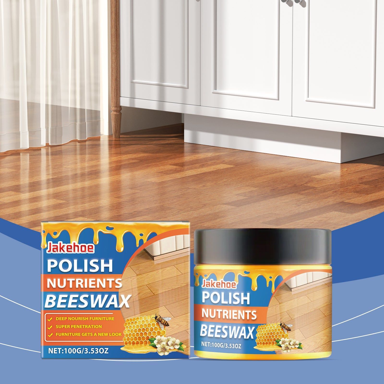 Beeswax Furniture Polish, Natural Wood Cleaner, Restores Shine, Daily Care ,100g