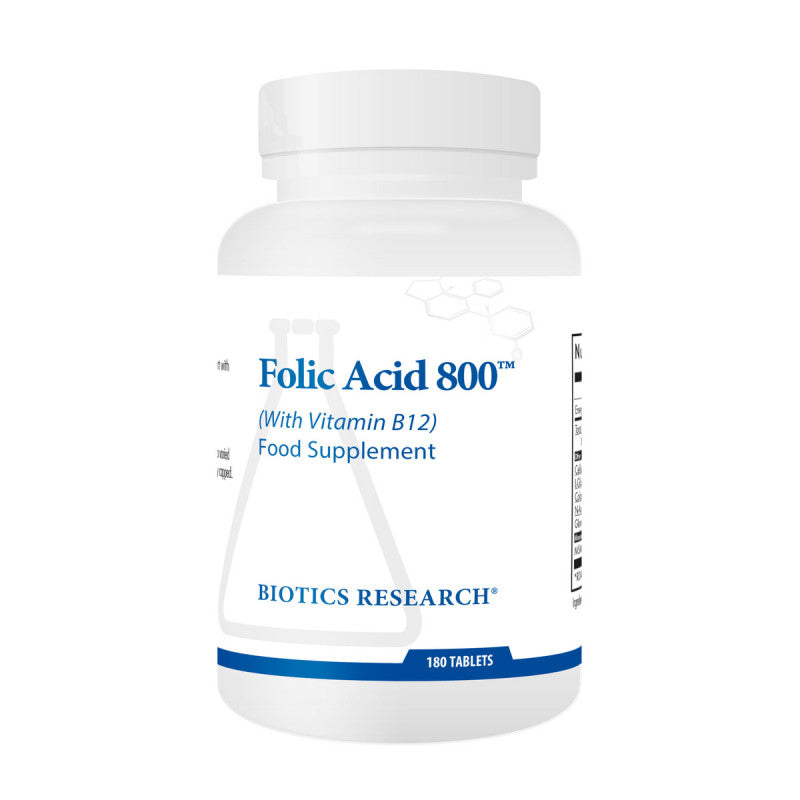 Biotics Research Folic Acid 800 (with B12) 180Tabs