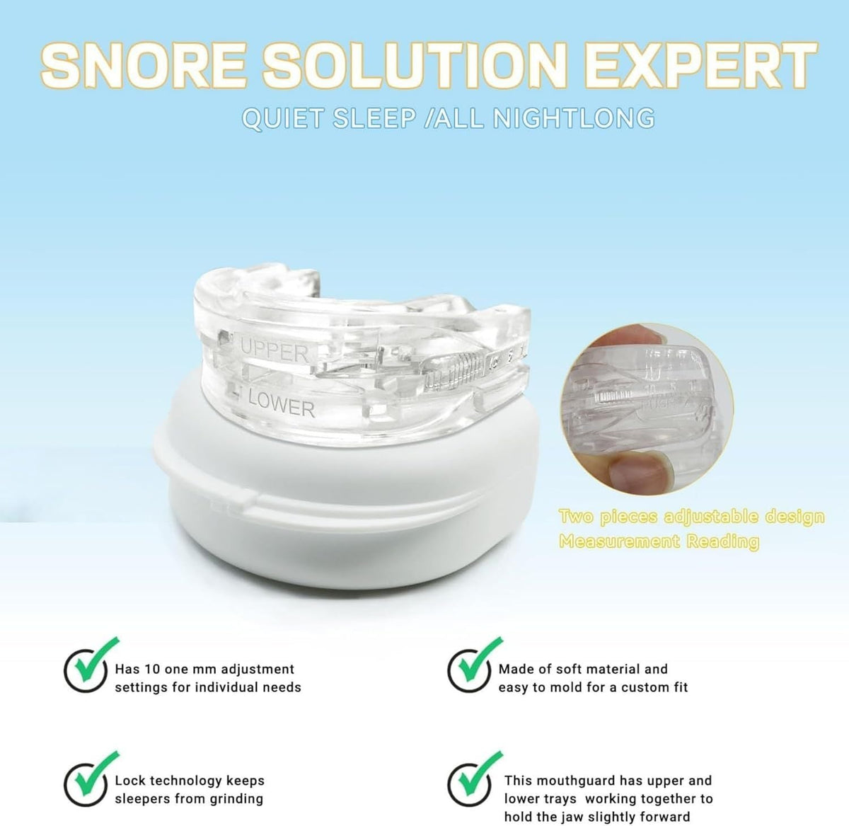 Anti-Snoring Mouth Guard Adjustable Mouthpiece Night Time Teeth Mouthguard