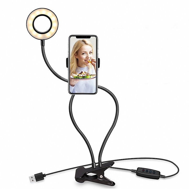 Selfie Ring Light Phone Holder Flexible Arm Stand Gooseneck Mount Live Streaming Bracket
