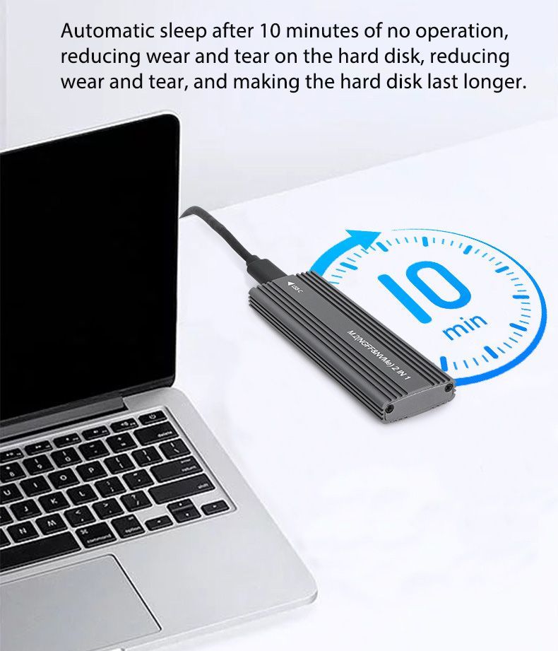 M.2 Hard Drive Enclosure Mobile SSD Case For Dual Protocol NVMe PCIE NGFF SAT