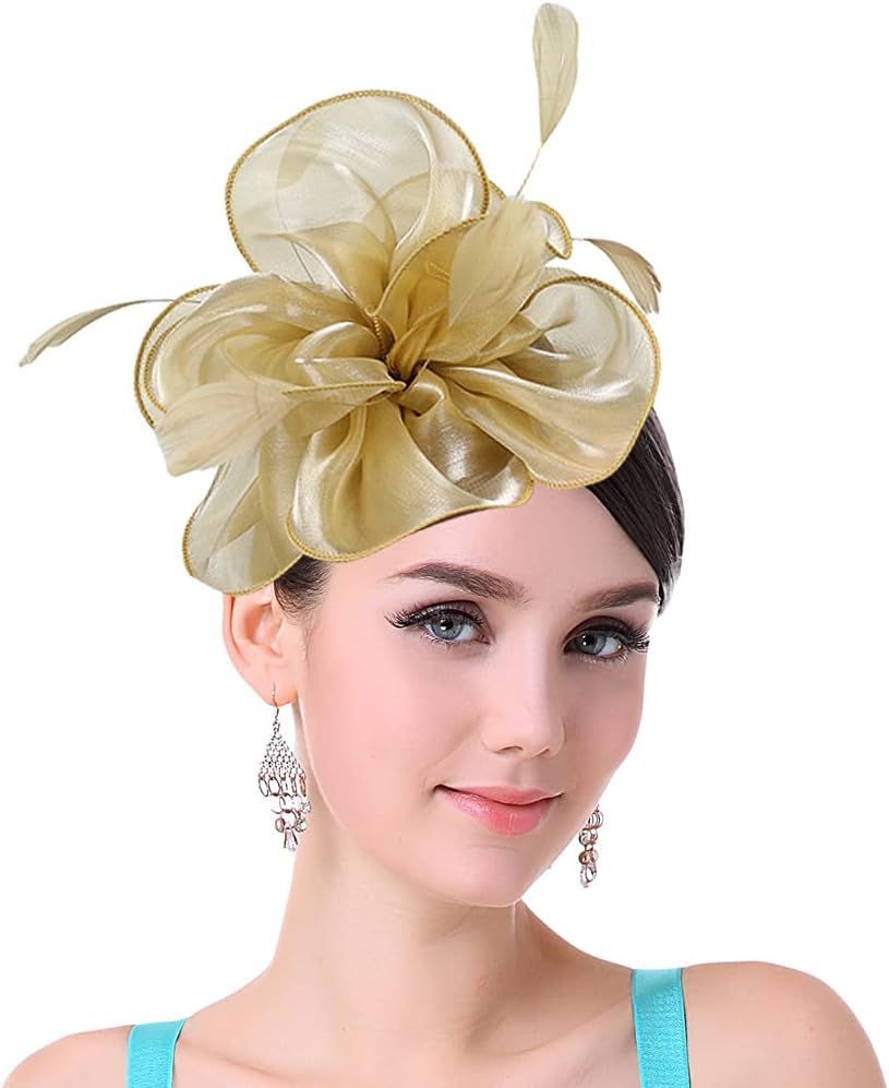 Women Vintage Fascinators Hats Headband With Clips Cocktail Tea Party Headwear For Girls Ladies