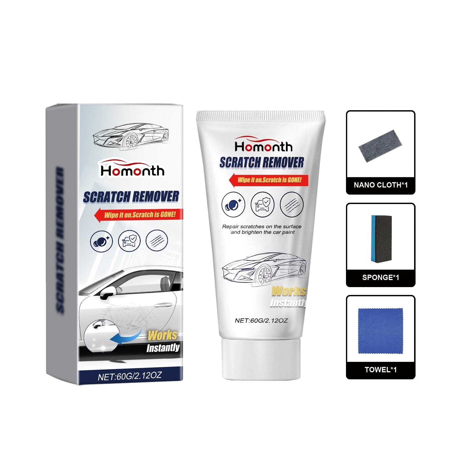 Car Scratch Repair Kit, Easy DIY Scratch Remover, Restores Car Paint Gloss ,1set