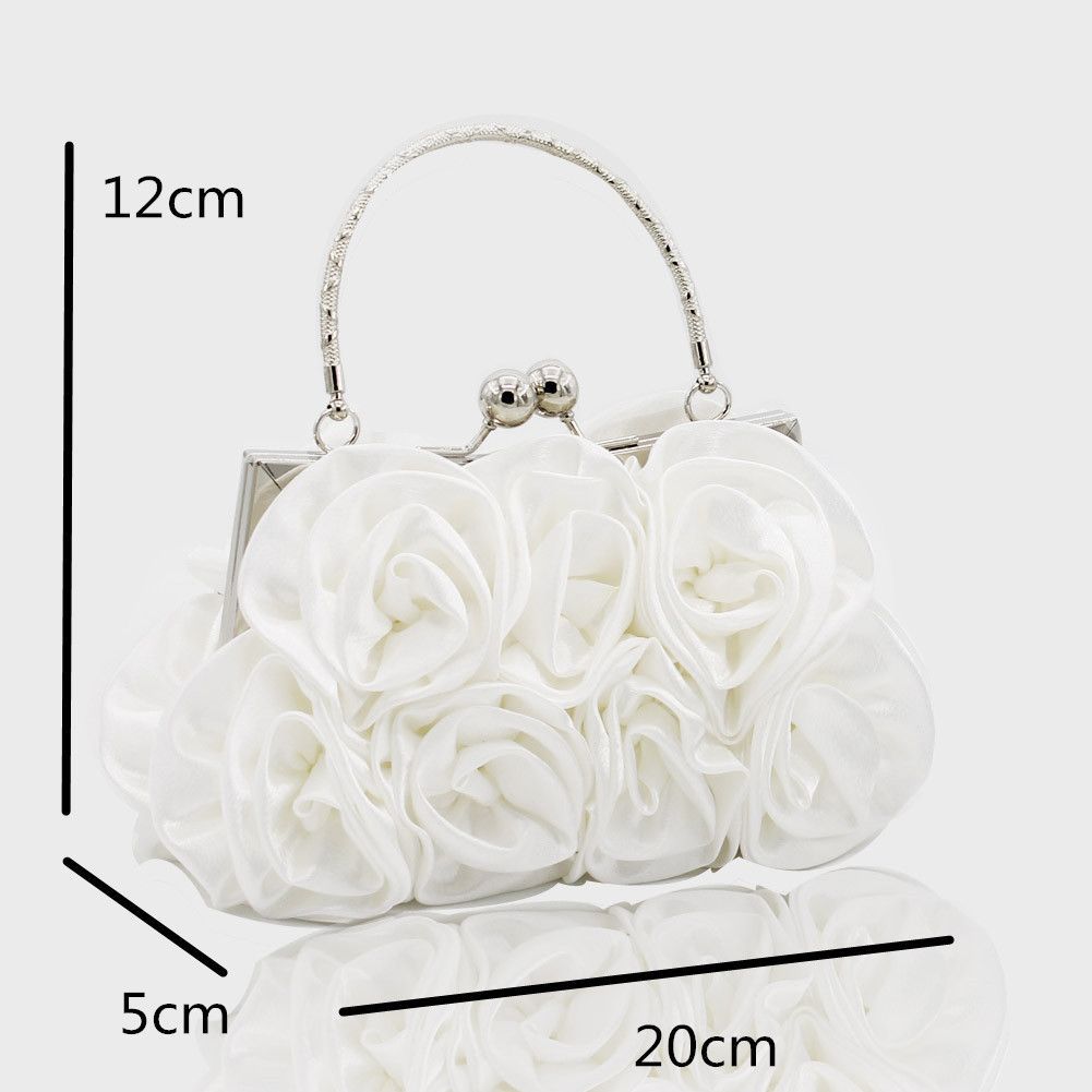 Woman Evening Bag Flower Satin Pouch Clutch Bag for Wedding Party