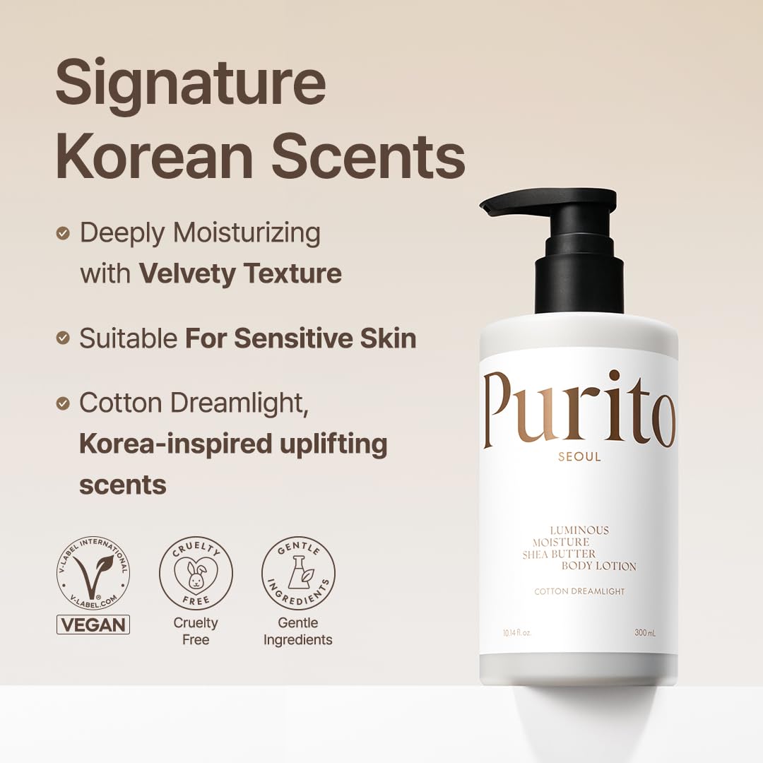 PURITO Luminous Moisture Shea Butter Body Lotion Cotton Dreamlight 300ml