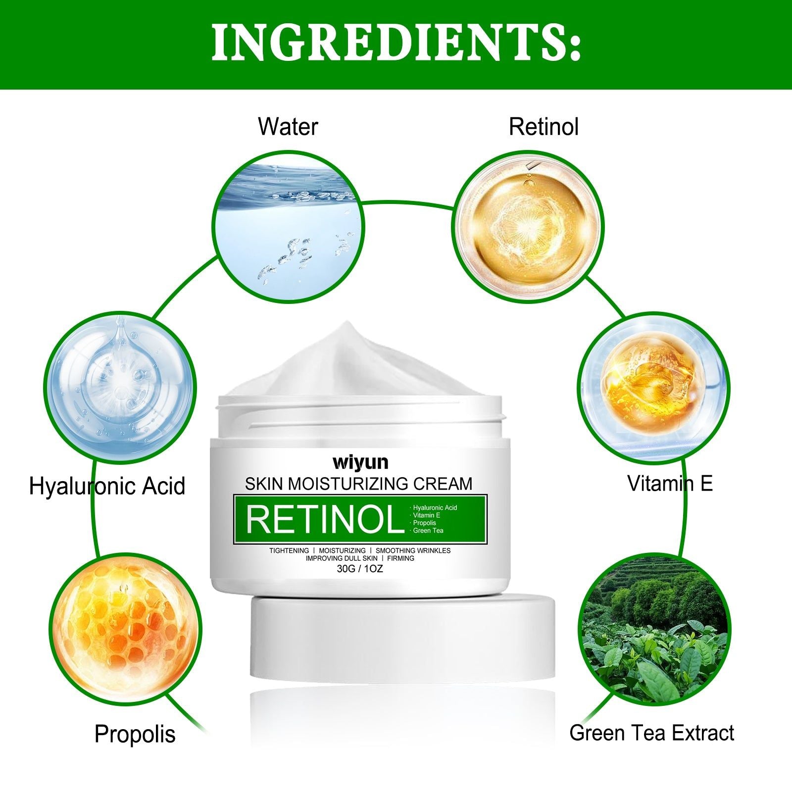 Bright White Retinol Moisturizer for Dull Skin, Anti-Aging, Hydrating, Brightening ,30g