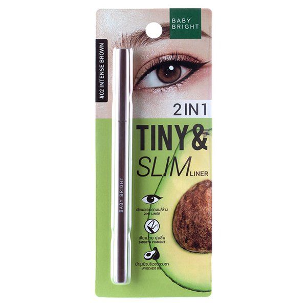 2 IN 1 TINY & SLIM LINER 0.1G BABY BRIGHT (M) #02 INTENSE BROWN