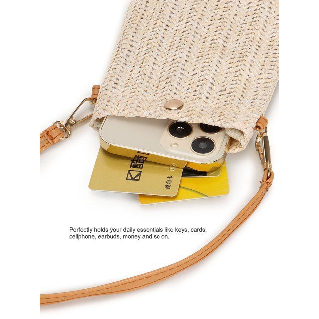 Women Straw Crossbody Shoulder Bag Small Cell Phone Purse Beach Woven Rattan Bags