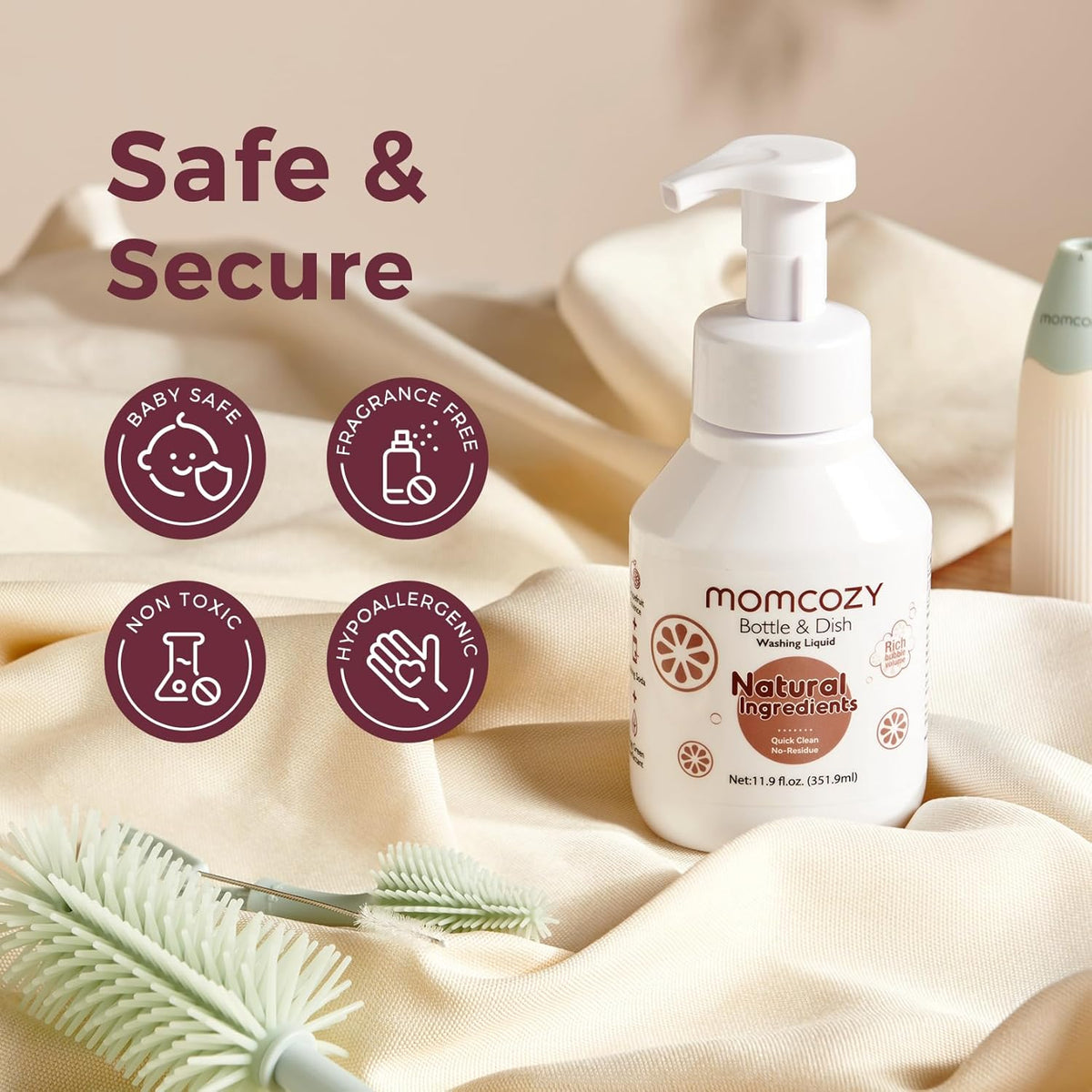 Momcozy Bottle & Dish Washing Liquid – Natural Foaming Cleaning Fluid