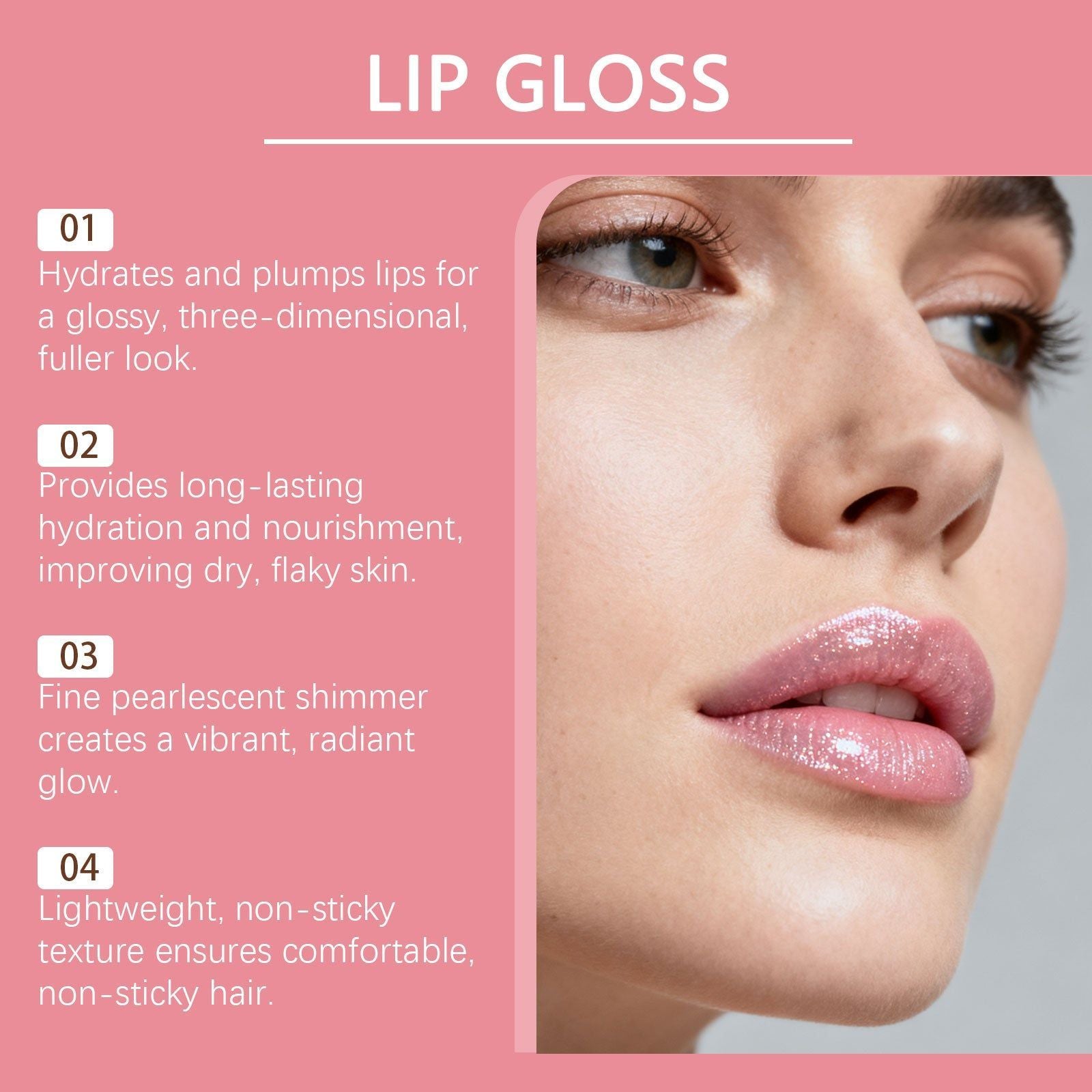 Nude Pink Lip Gloss, Moisturizing, Plumping, Natural Shine, Daily Wear ,3g