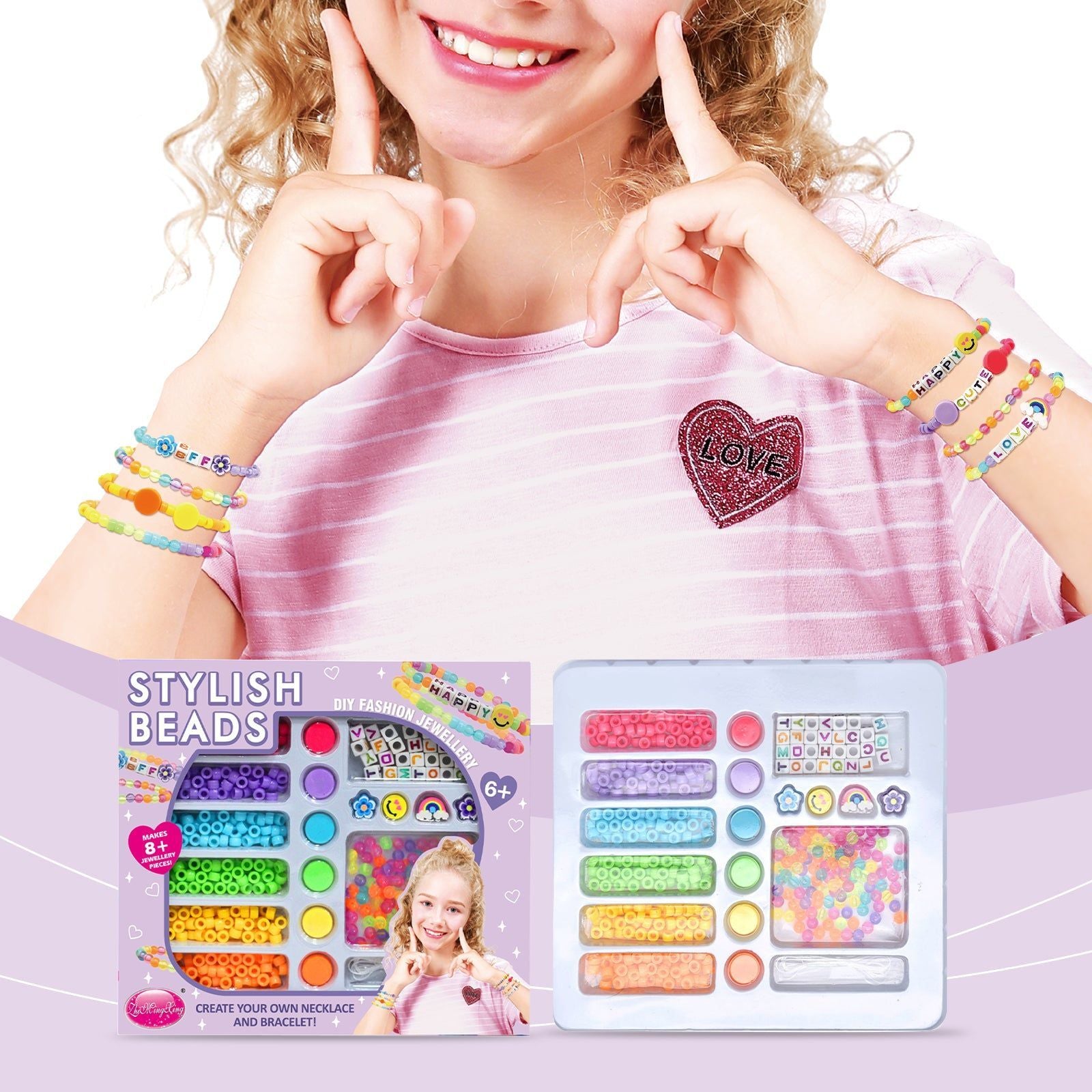 Creative DIY Beaded Bracelet Gift Box for Kids, Parent-Child Fun, Safe & Stylish ,1pcs