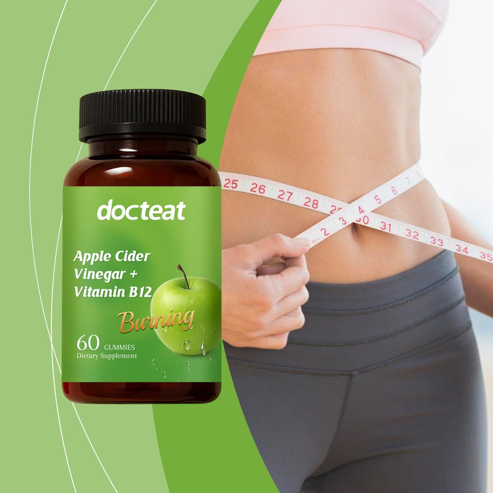 Boost Your Body Care with Apple Cider Vinegar Gummies for Hair, Skin & Fat Metabolism ,60pcs
