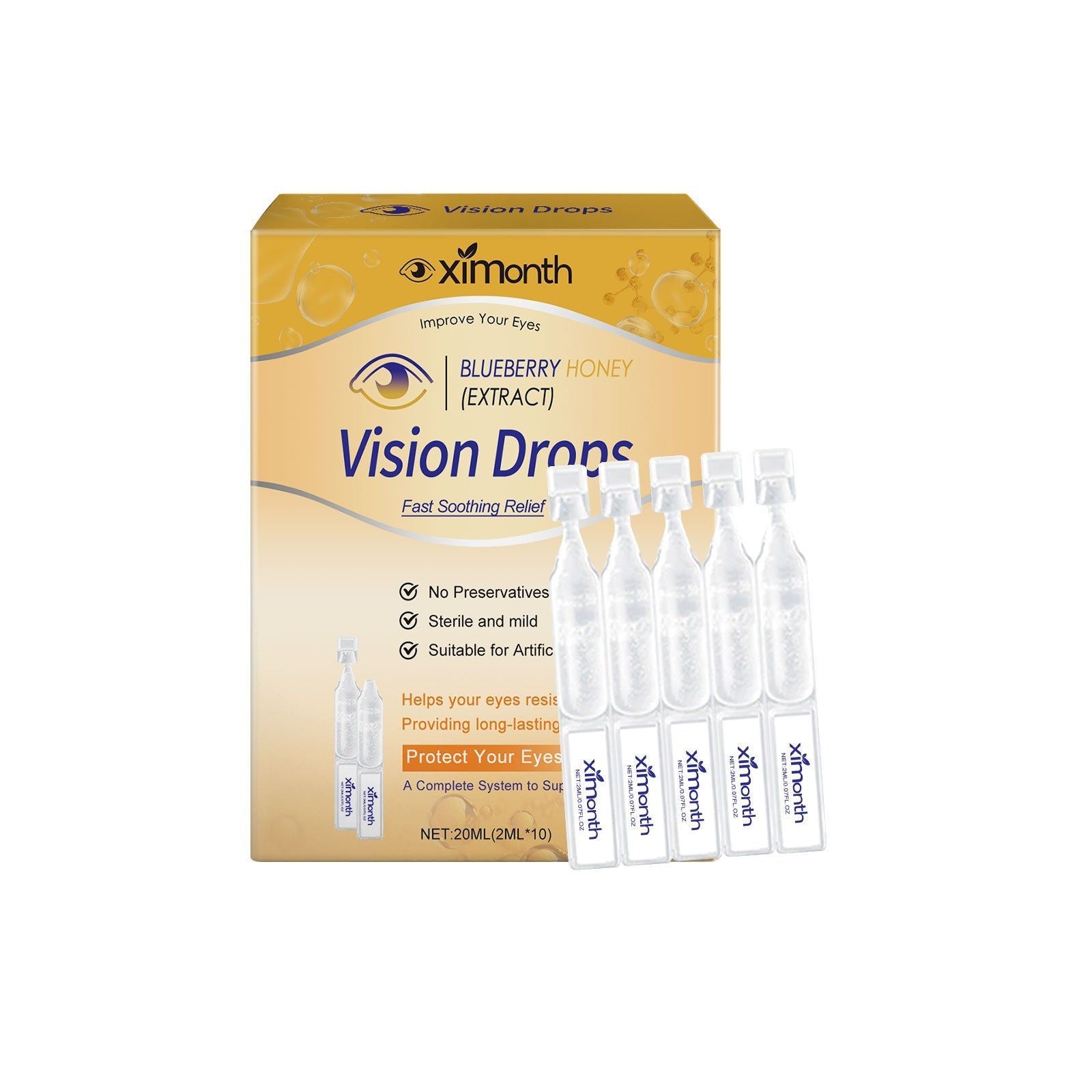 Blueberry Honey Eye Drops for Eye Care, Moisturizing, Relieve Dry Eyes, Blurred Vision ,20ml