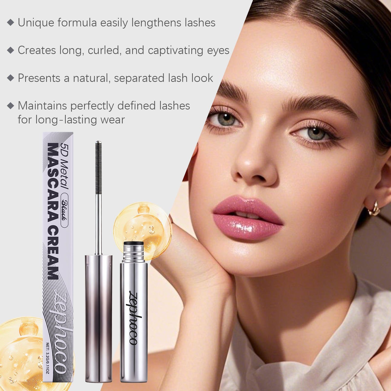 Black Mascara, Long Lasting, Smudge-Proof, Voluminous Eye Makeup, Lightweight ,3.2g