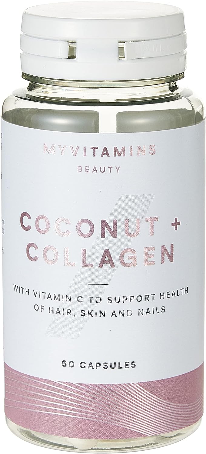MYVITAMINS Beauty Coconut + Collagen مع فيتامين C لدعم صحة الشعر والجلد والأظافر 60 كبسولة