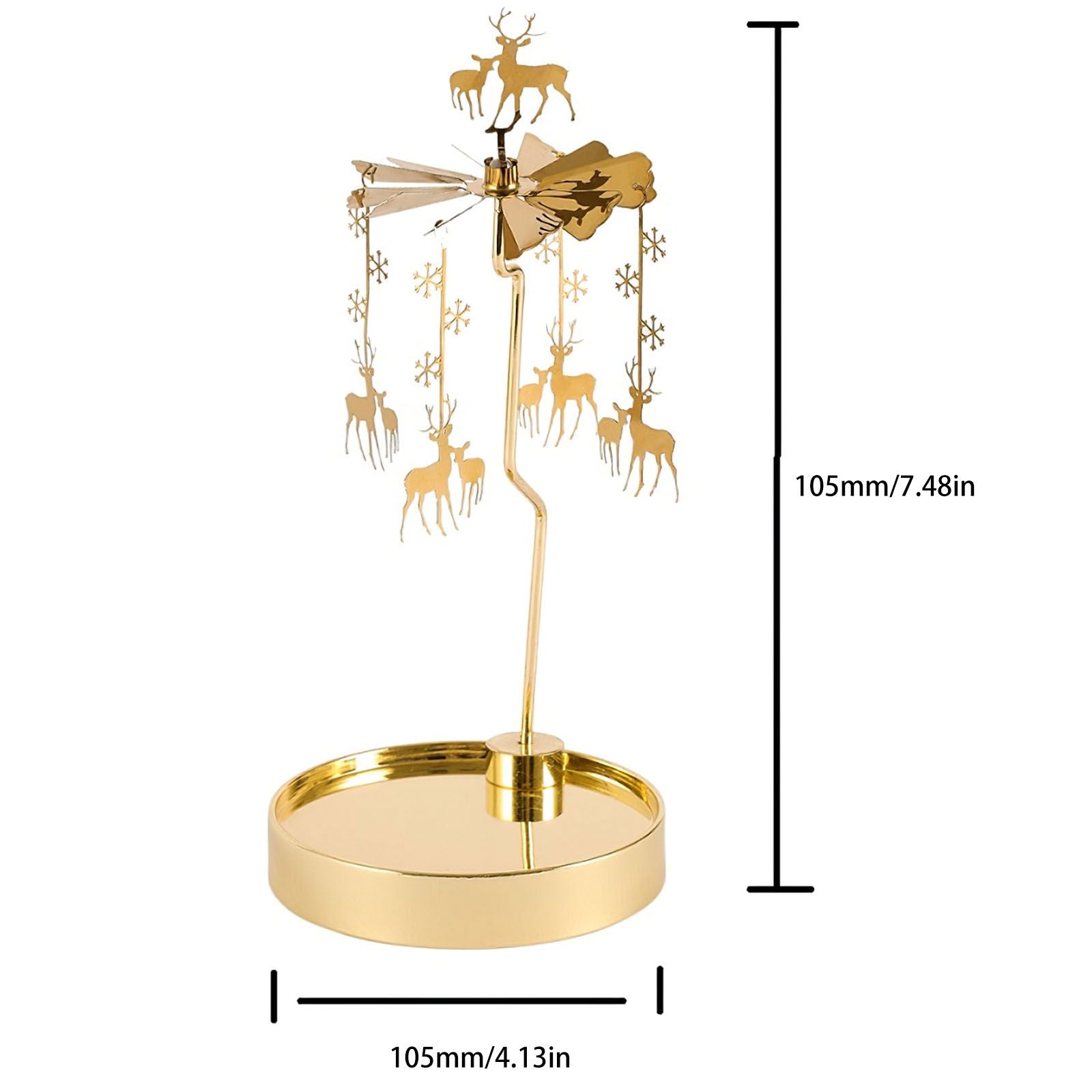 Rotating Candle Holder Golden Stainless Steel Candlestick Tray For Home Decor
