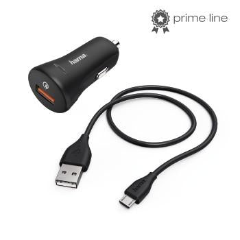 HAMA 178337 مجموعة شاحن سيارة، ميكرو USB، 3A، أسود