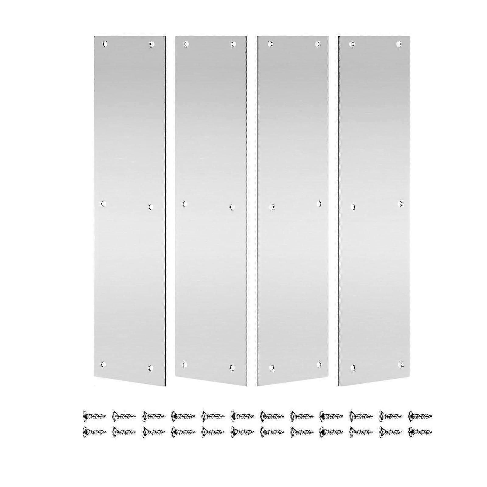 4pcs Stainless Steel Door Kick Plates for Interior Exterior Protection Anti-Scratch Push Plate Door Bottom Guard Home Use