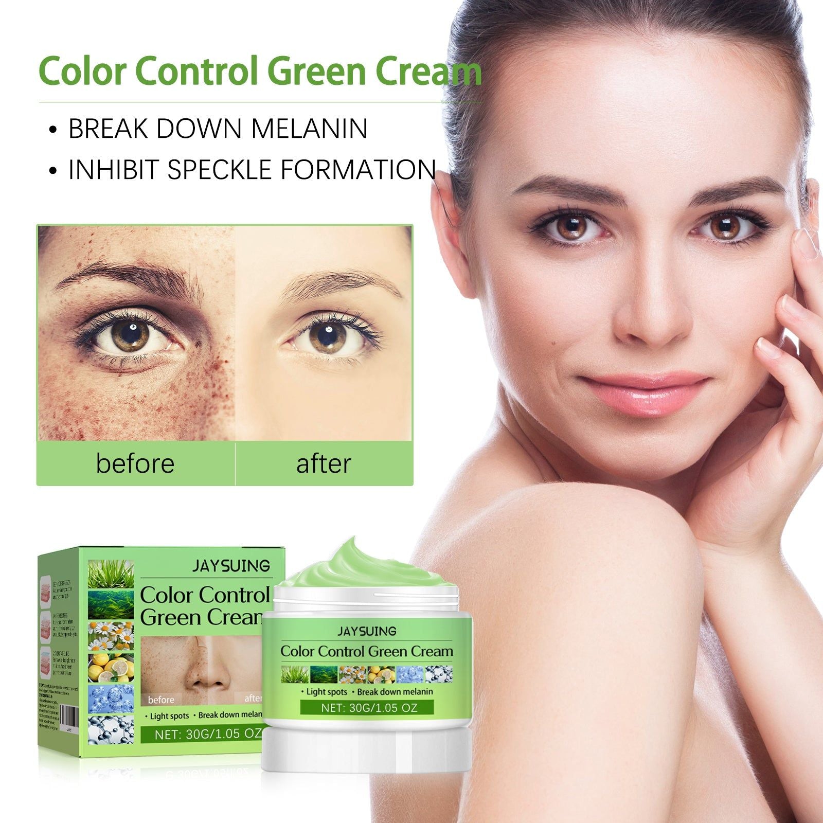 Brightening Skin Cream, Decomposes Melanin, Fades Spots, Nourishing, Hydrating, Elastic ,30g
