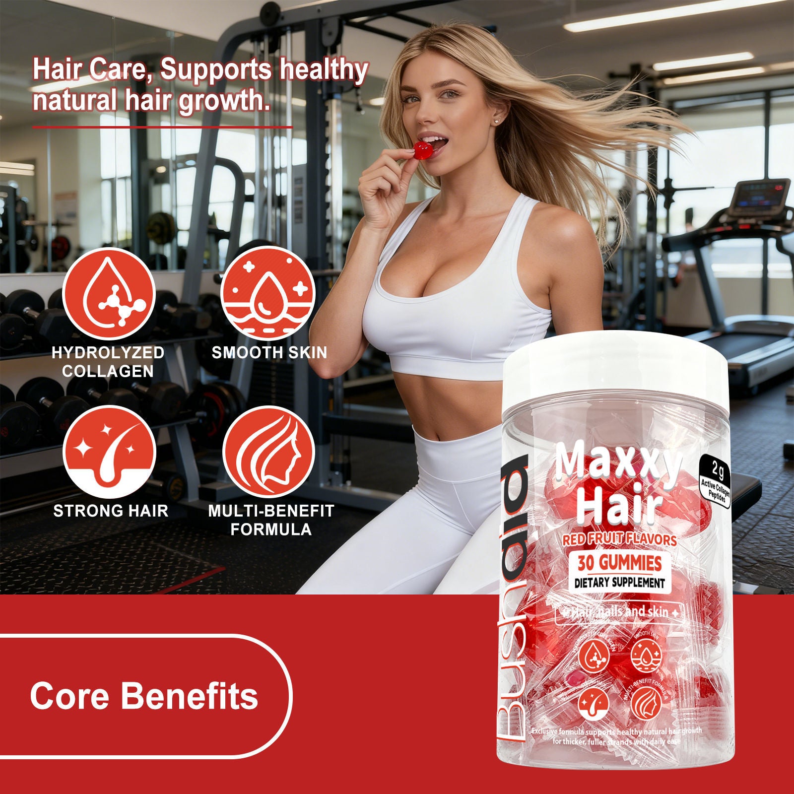 Boost Hair Growth with Collagen Gummies, Stronger Thicker Hair, Skin & Nails ,30 gummies