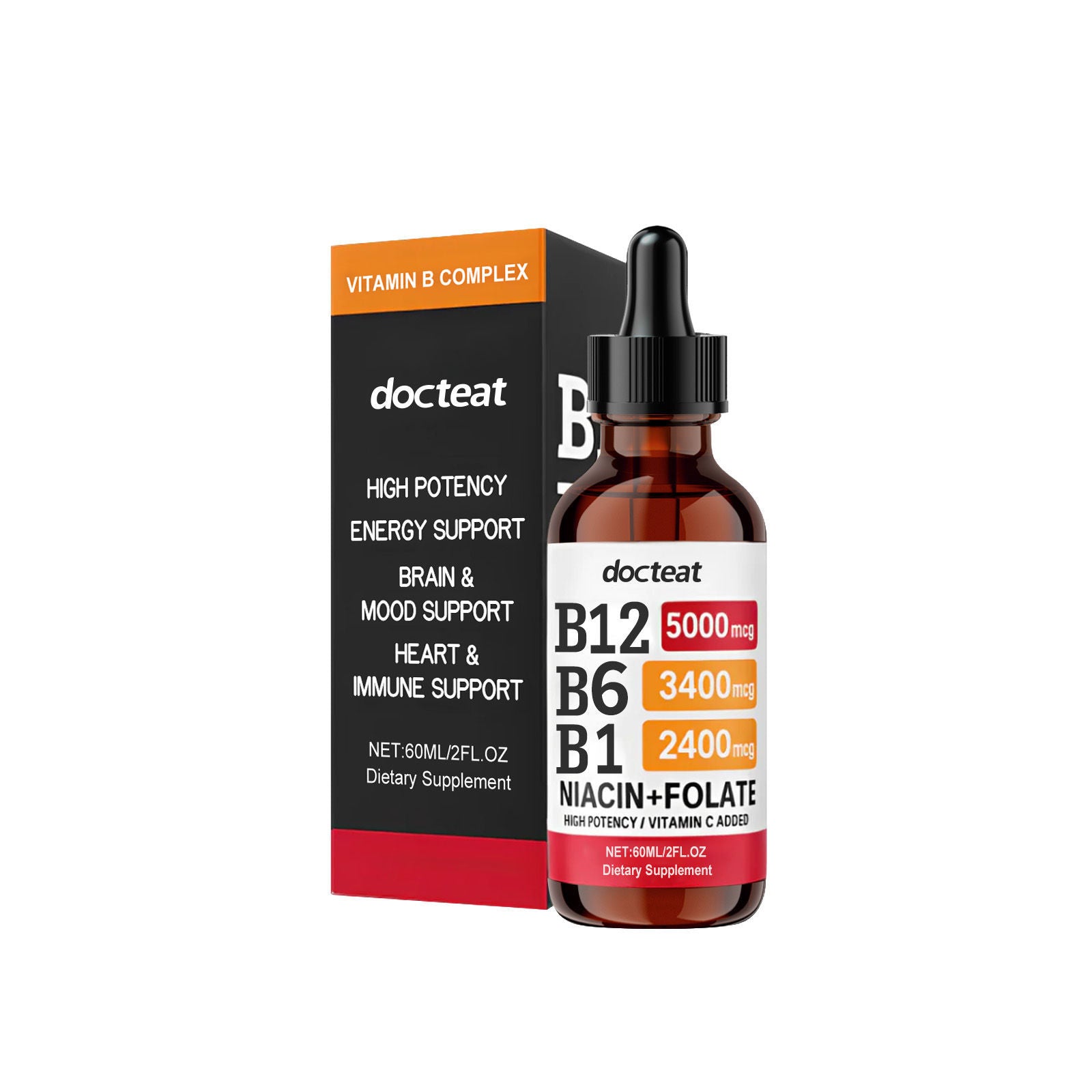 Boost Energy and Brain Health with Vitamin B Drops, Daily Essential Nutrients for Body Care ,60ml