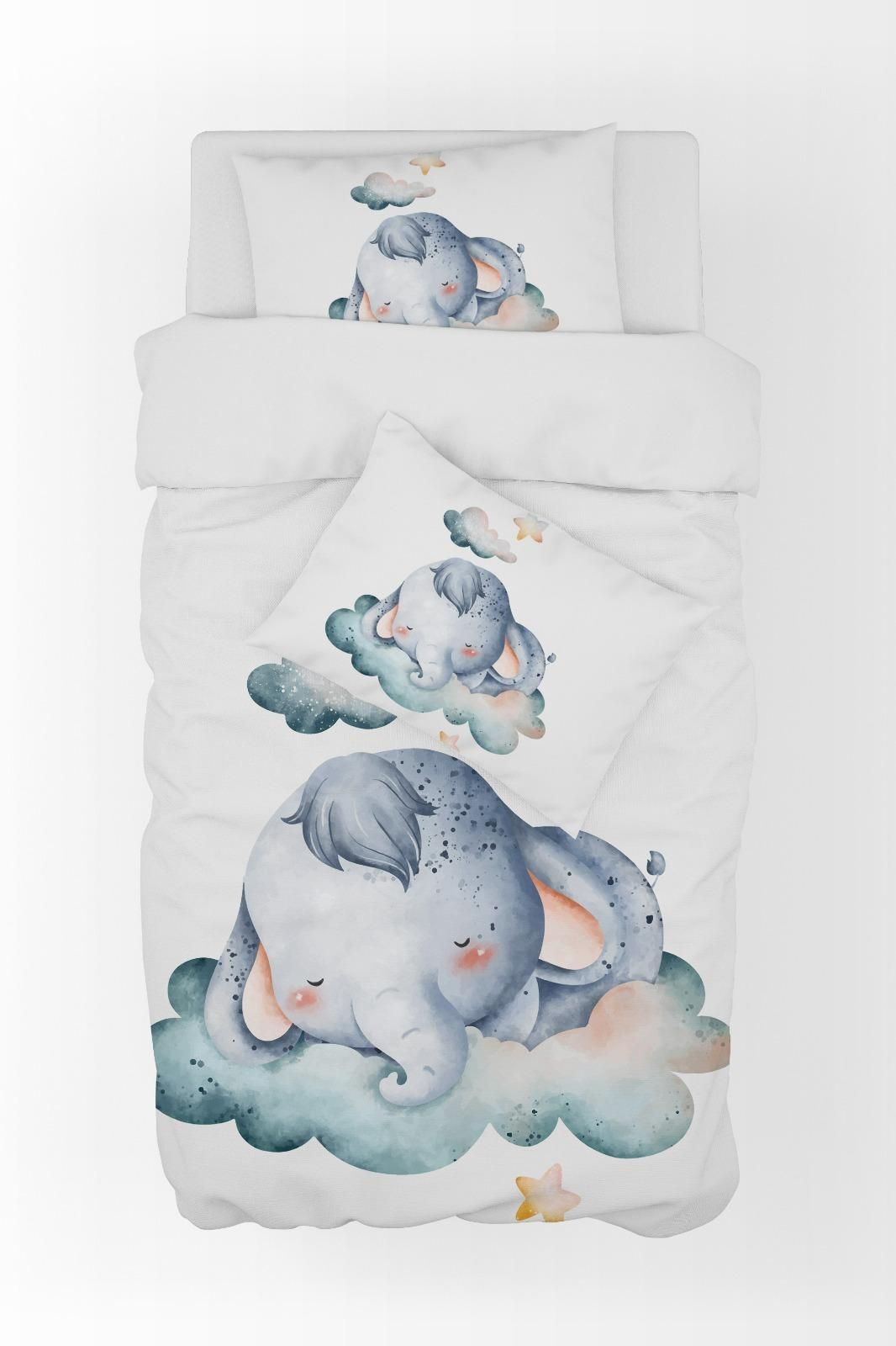Cartoon Baby Elephant Printed Duvet Cover Set For Baby