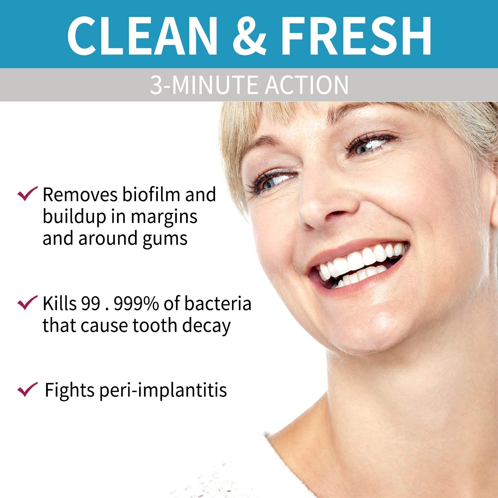 Denture Cleaner, Odor Removal, Sterilization, Fresh Breath, White Dentures ,30ml