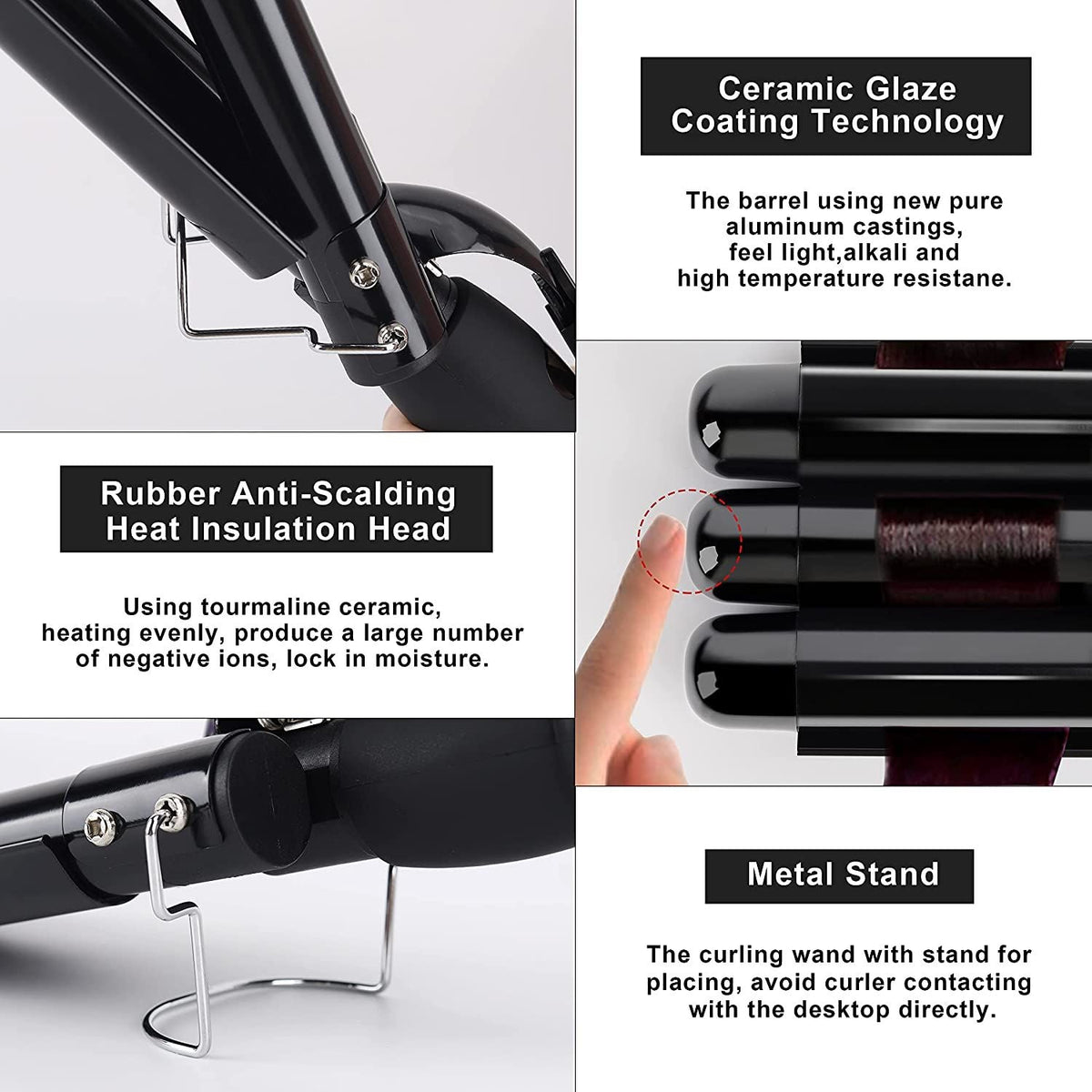 3 Barrel Hair Waver 25mm Curling Iron Wand Hair Crimper With LED Temperature Display