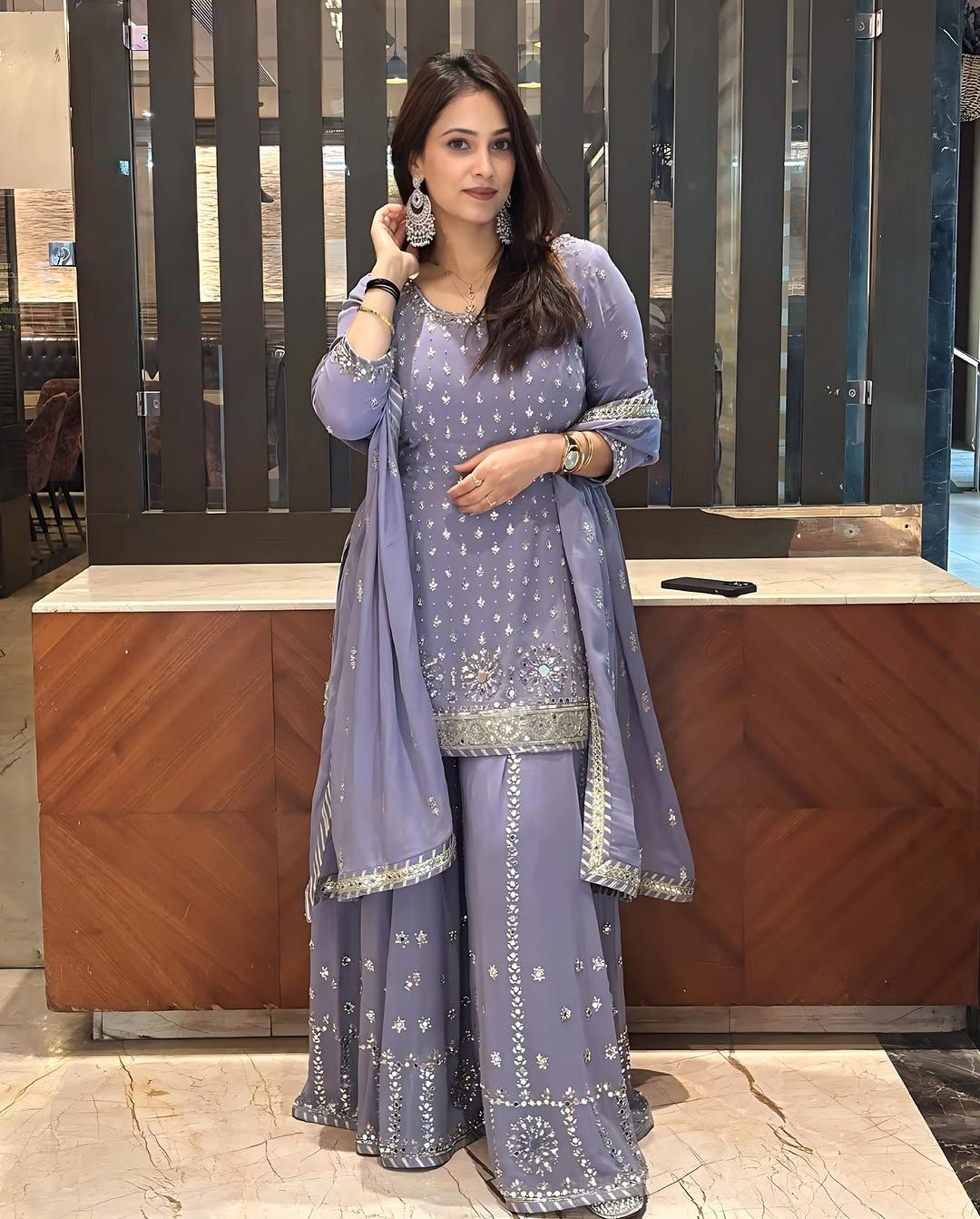 Party Wear Beautiful Top And Plazzo With Beautiful Dupatta