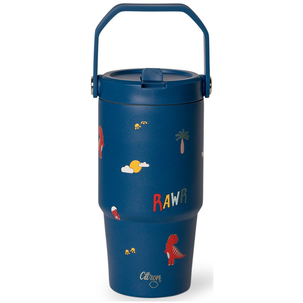 Citron Insulated Tumbler with Handle 600ml – Blue Dino