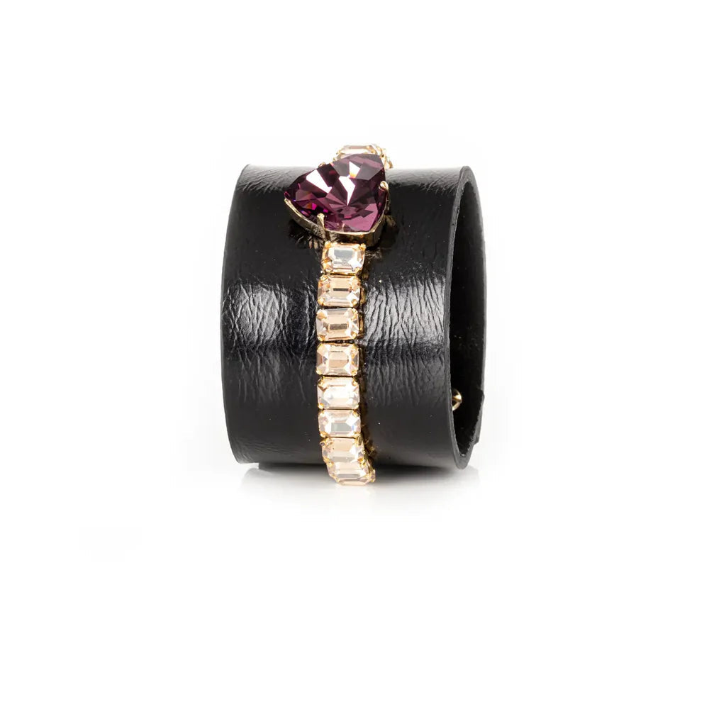 The Dark Midnight Empress Crystal Leather Cuff